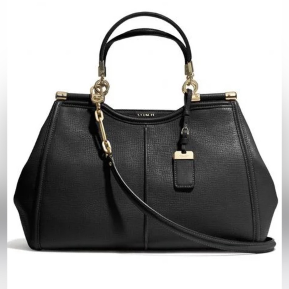 Coach Black Pebbled Leather Shoulder Bag with Gold Hardware